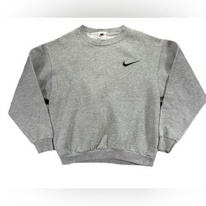 Vintage 90s Nike Sweatshirt Youth Large Gray Crewneck Embroidered Swoosh Retro